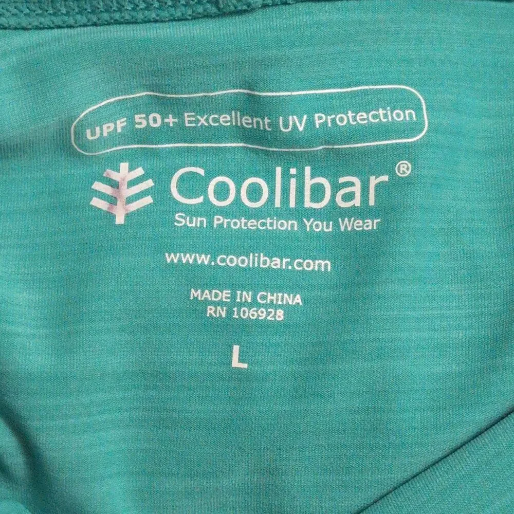 Coolibar Turquoise Hooded Beach Cover Up Dress Long Sleeve Sun Protection Size L - Picture 6 of 9